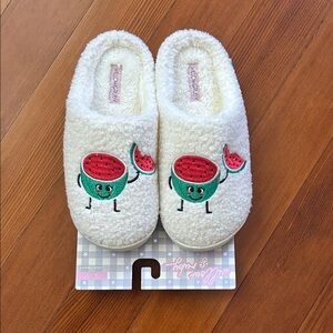 Secret Treasures Kids Slippers - White with Watermelon Design